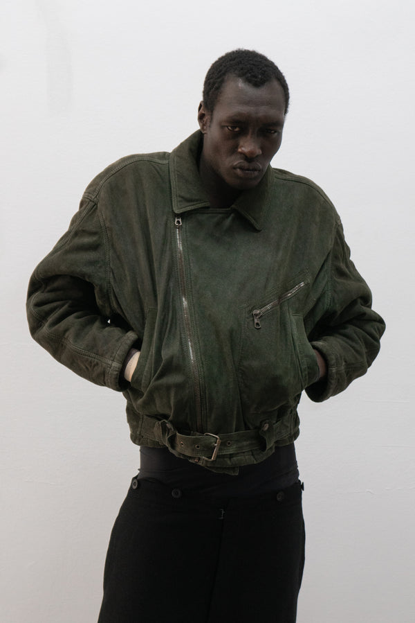 giorgio armani le collezioni suede leather biker jacket