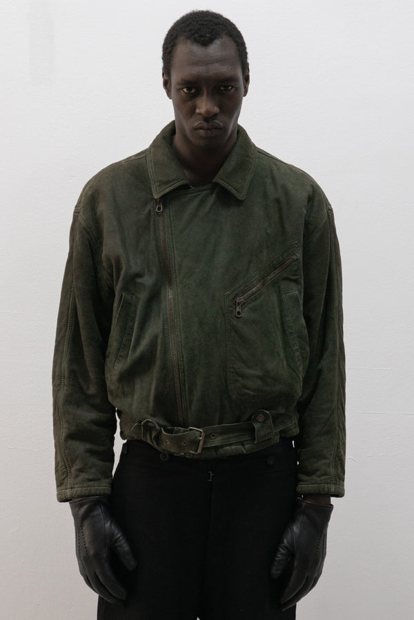 giorgio armani le collezioni suede leather biker jacket