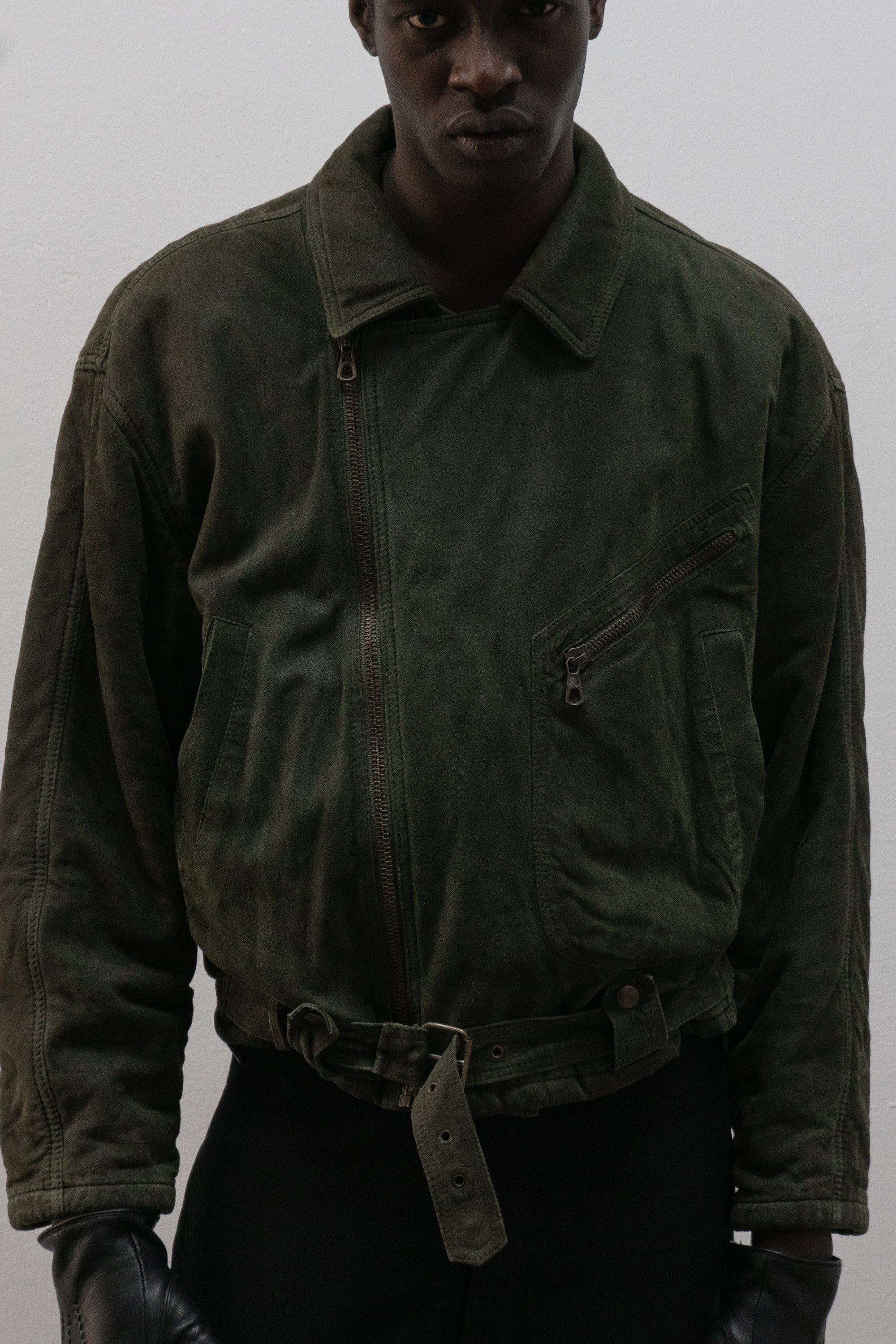 giorgio armani le collezioni suede leather biker jacket