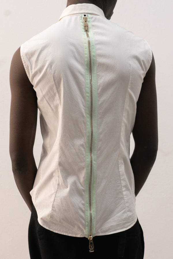 raf simons back zip button up shirt