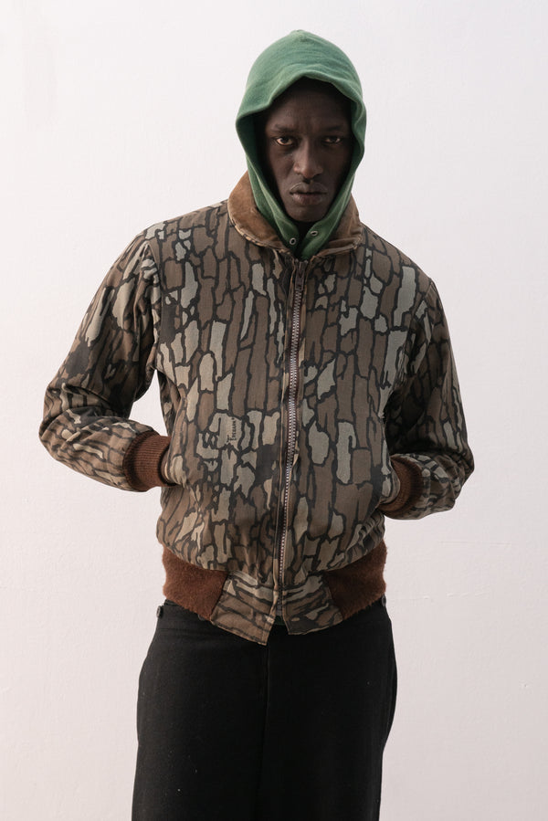 1980s rebark camo bomber jacket