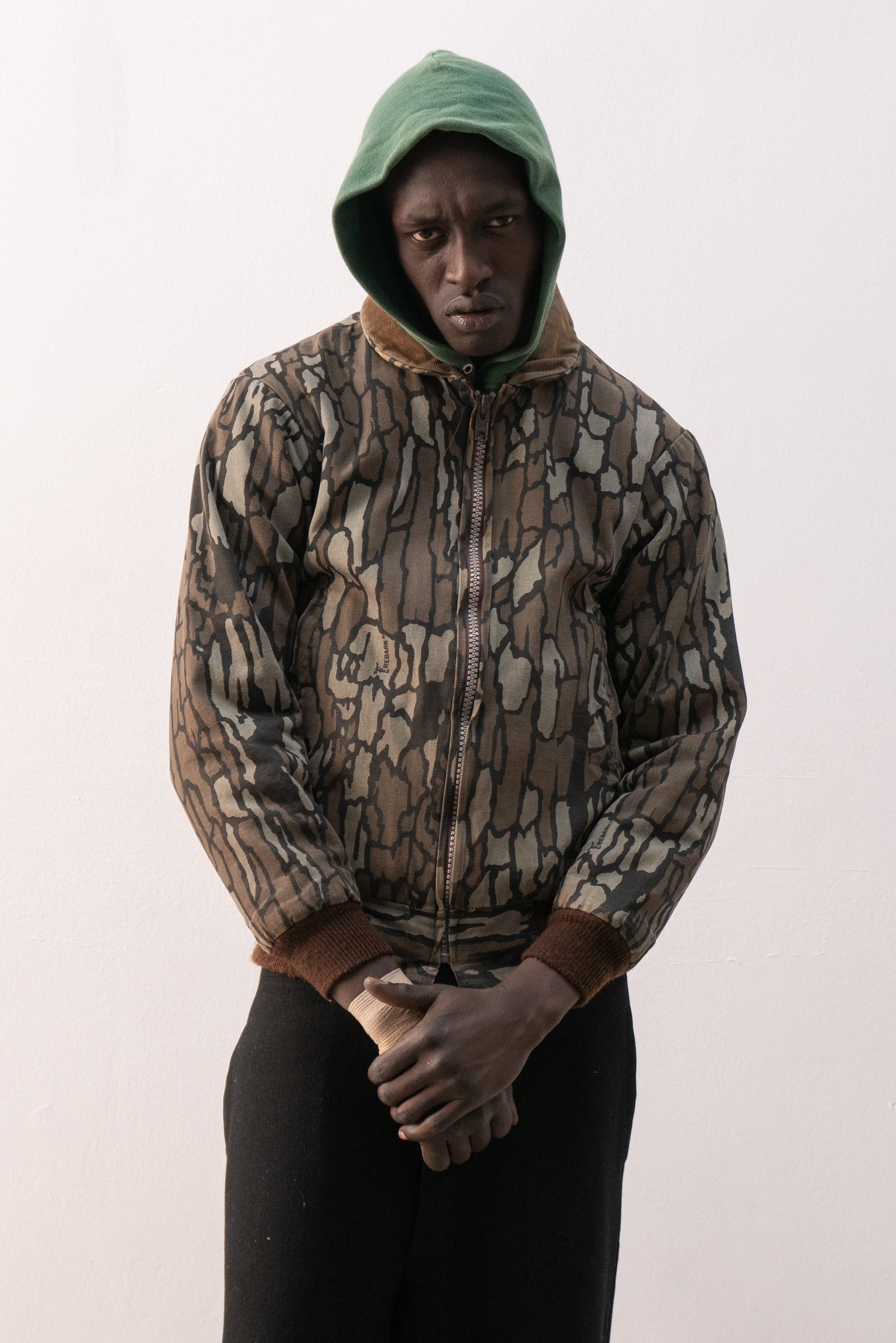 1980s rebark camo bomber jacket