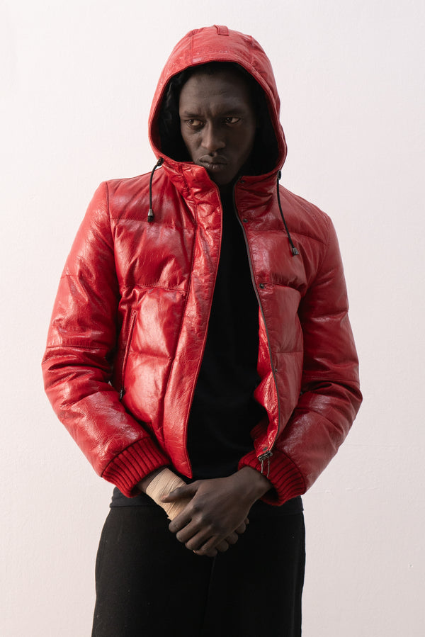 italian patent leather puffer jacket