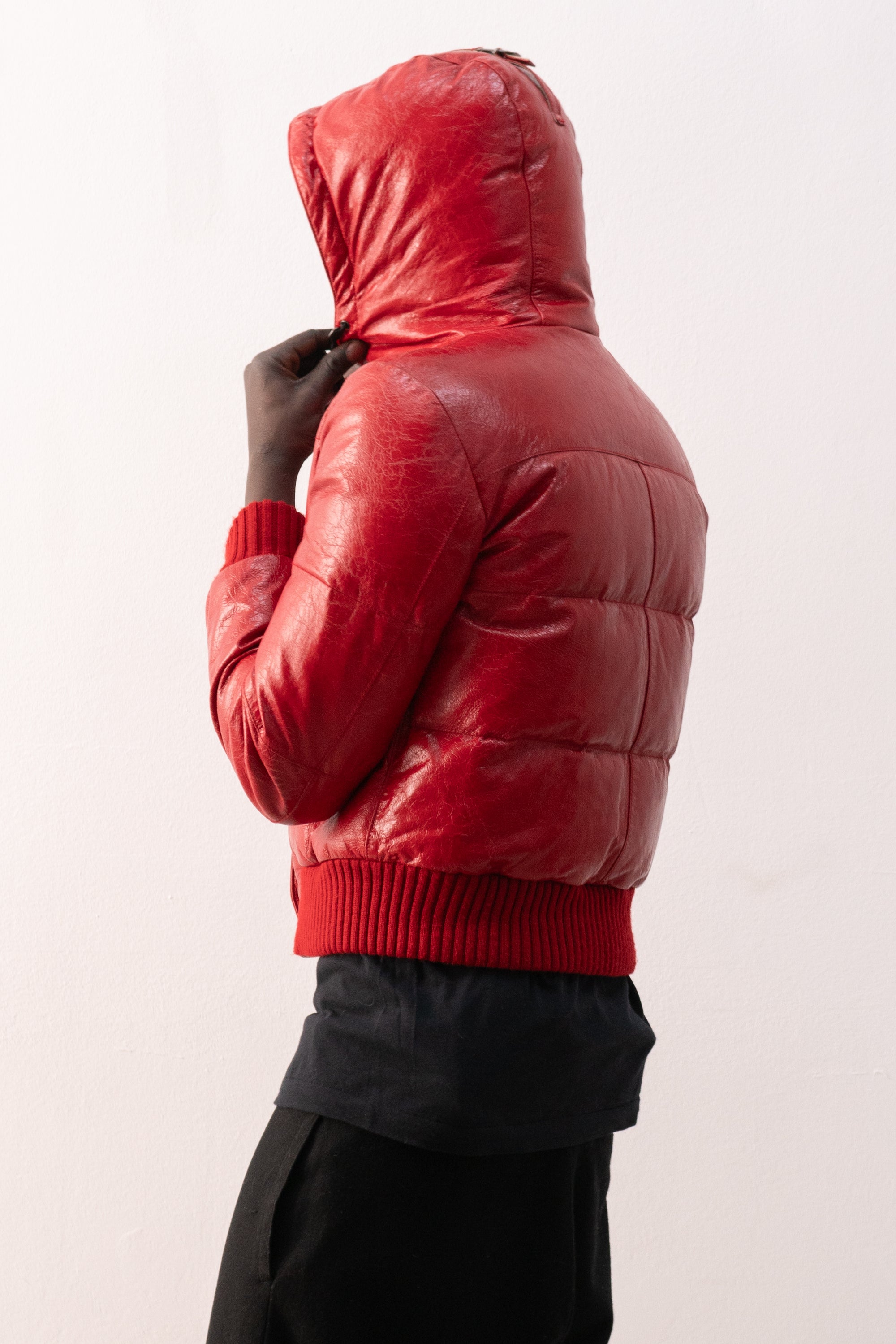 italian patent leather puffer jacket