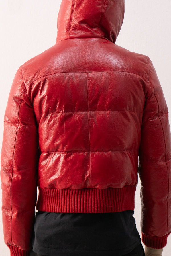 italian patent leather puffer jacket
