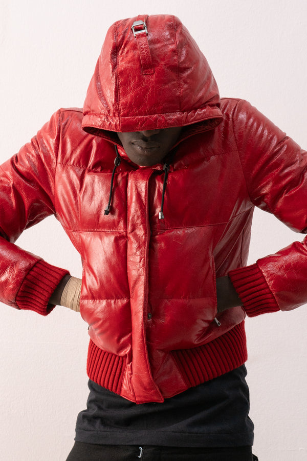 italian patent leather puffer jacket