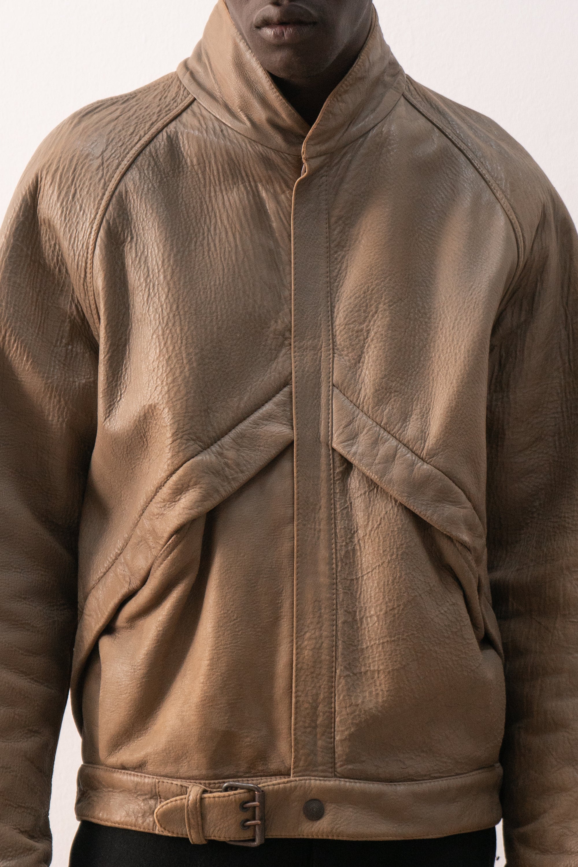 italian patinated leather jacket with blanket lining