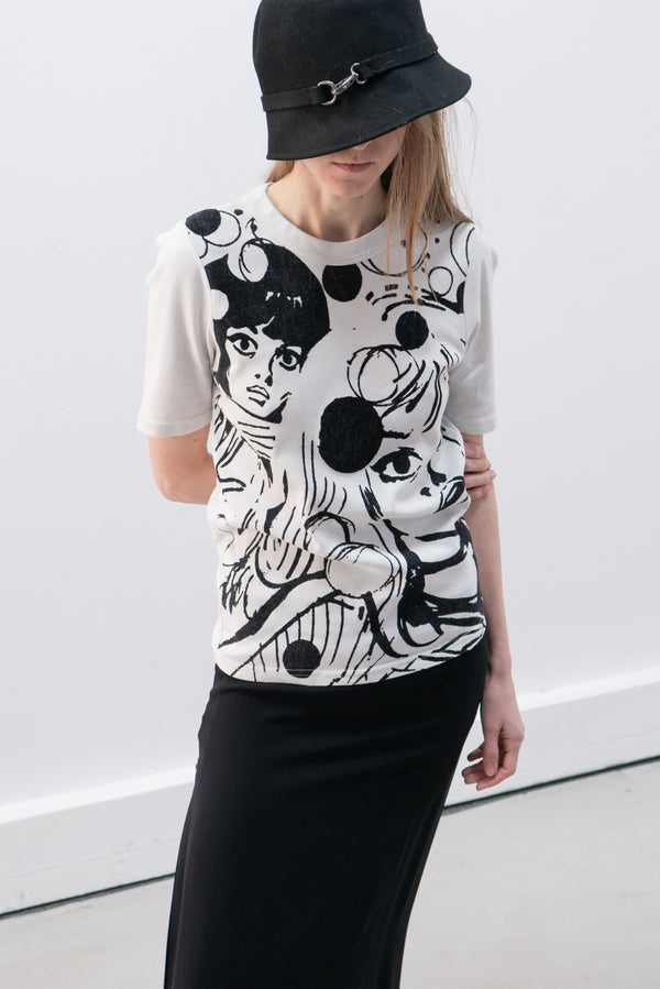 jean charles de castelbajac flock printed t-shirt