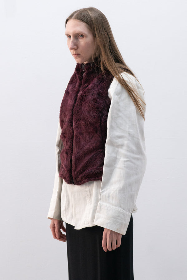armani jeans reversible faux fur vest