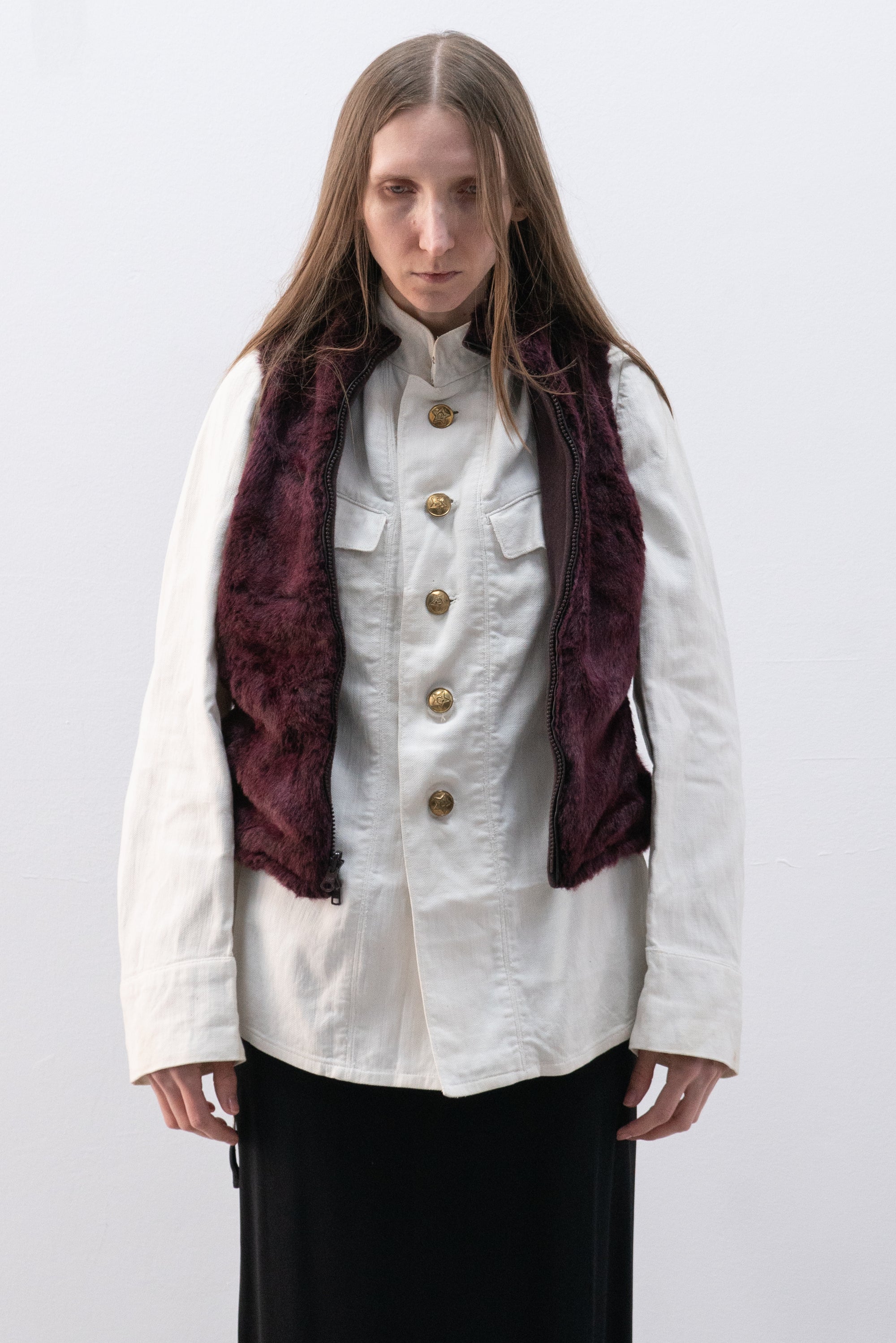 armani jeans reversible faux fur vest