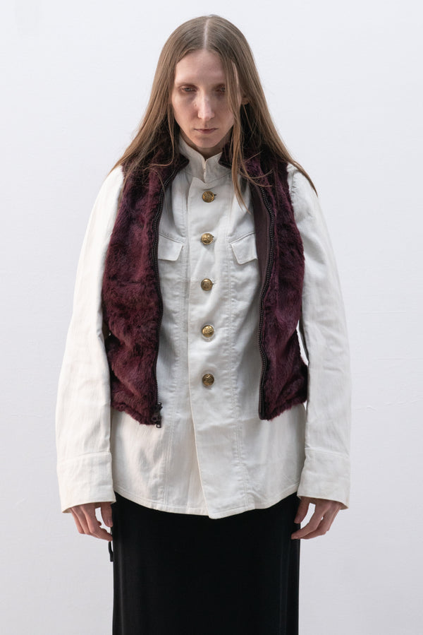 armani jeans reversible faux fur vest