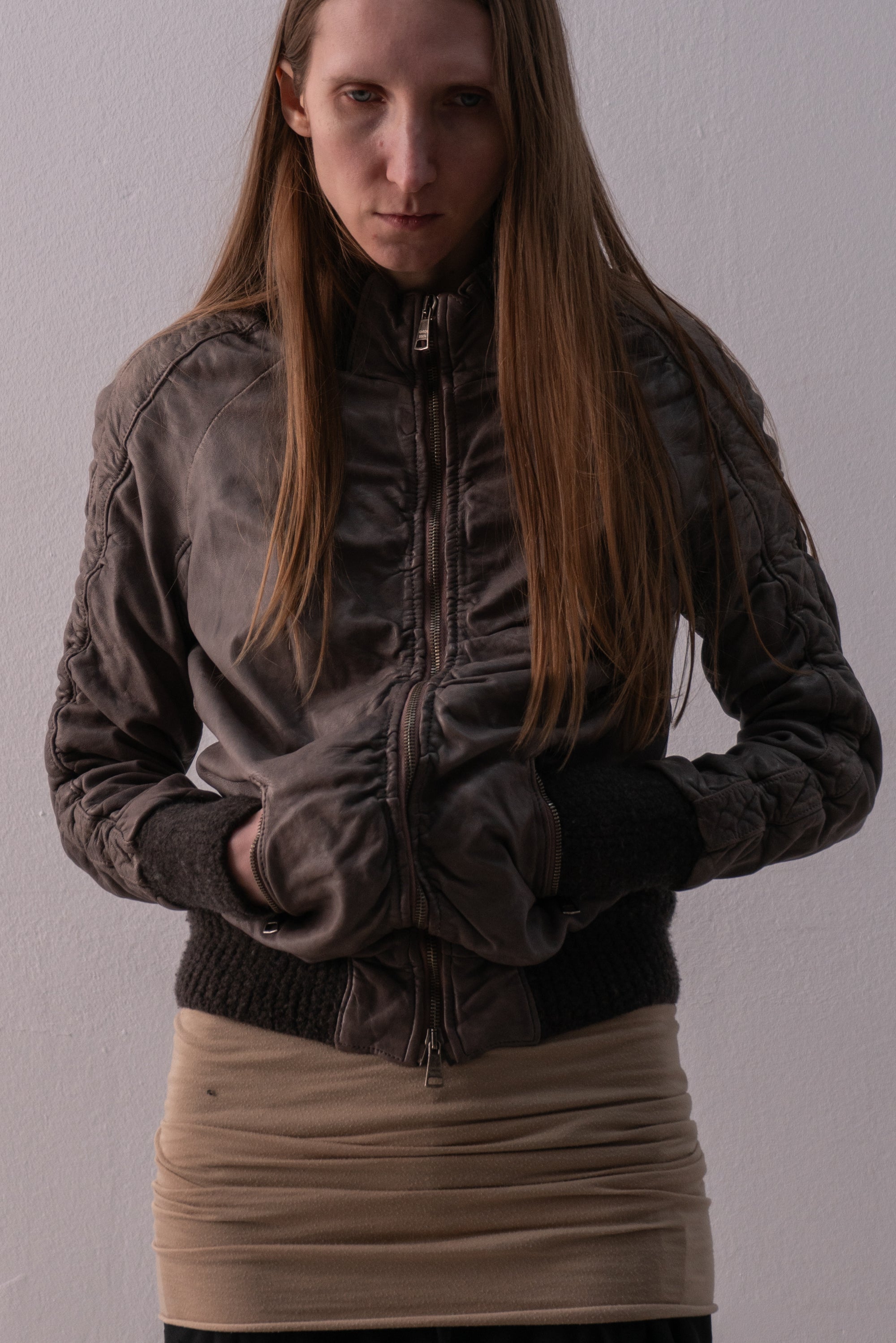 giorgio brato leather bomber jacket