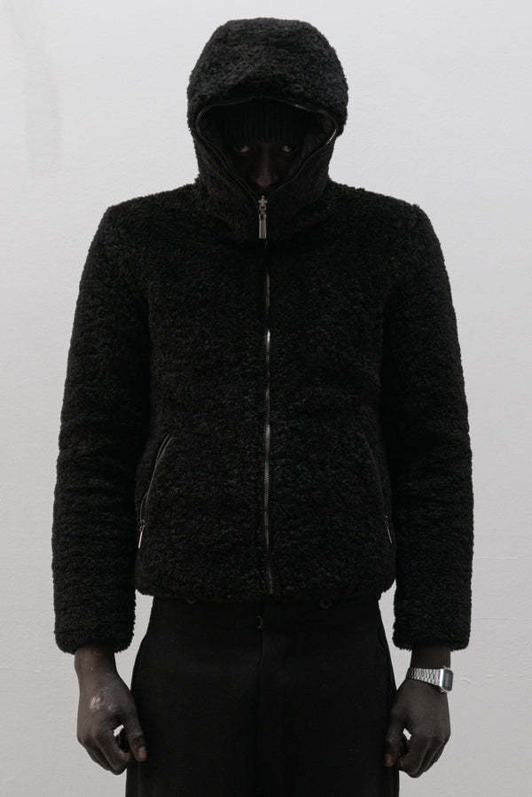 romeo gigli reversible faux fur / puffer hybrid jacket