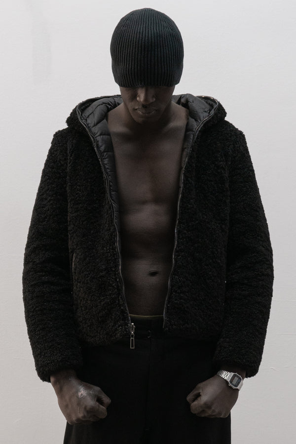 romeo gigli reversible faux fur / puffer hybrid jacket