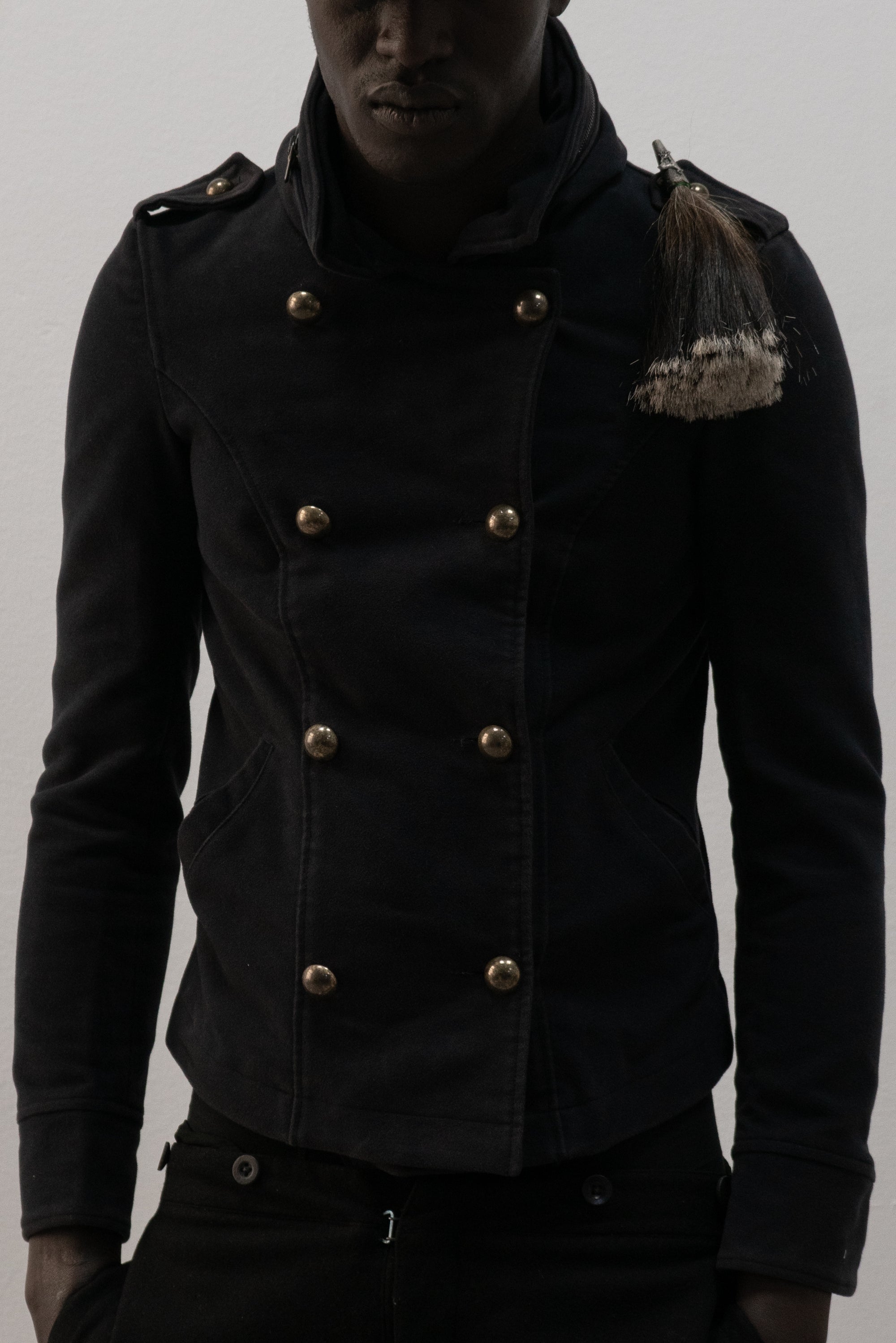 italian designer double breasted moleskin jacket
