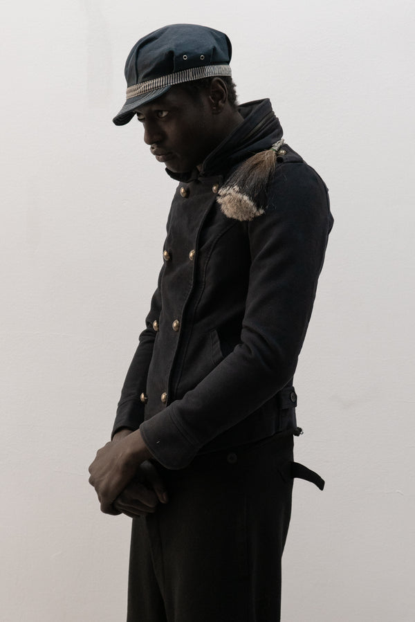 italian designer double breasted moleskin jacket