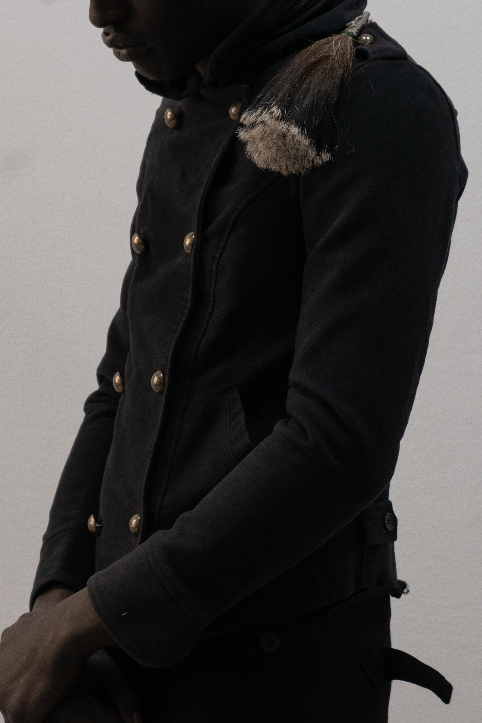 italian designer double breasted moleskin jacket