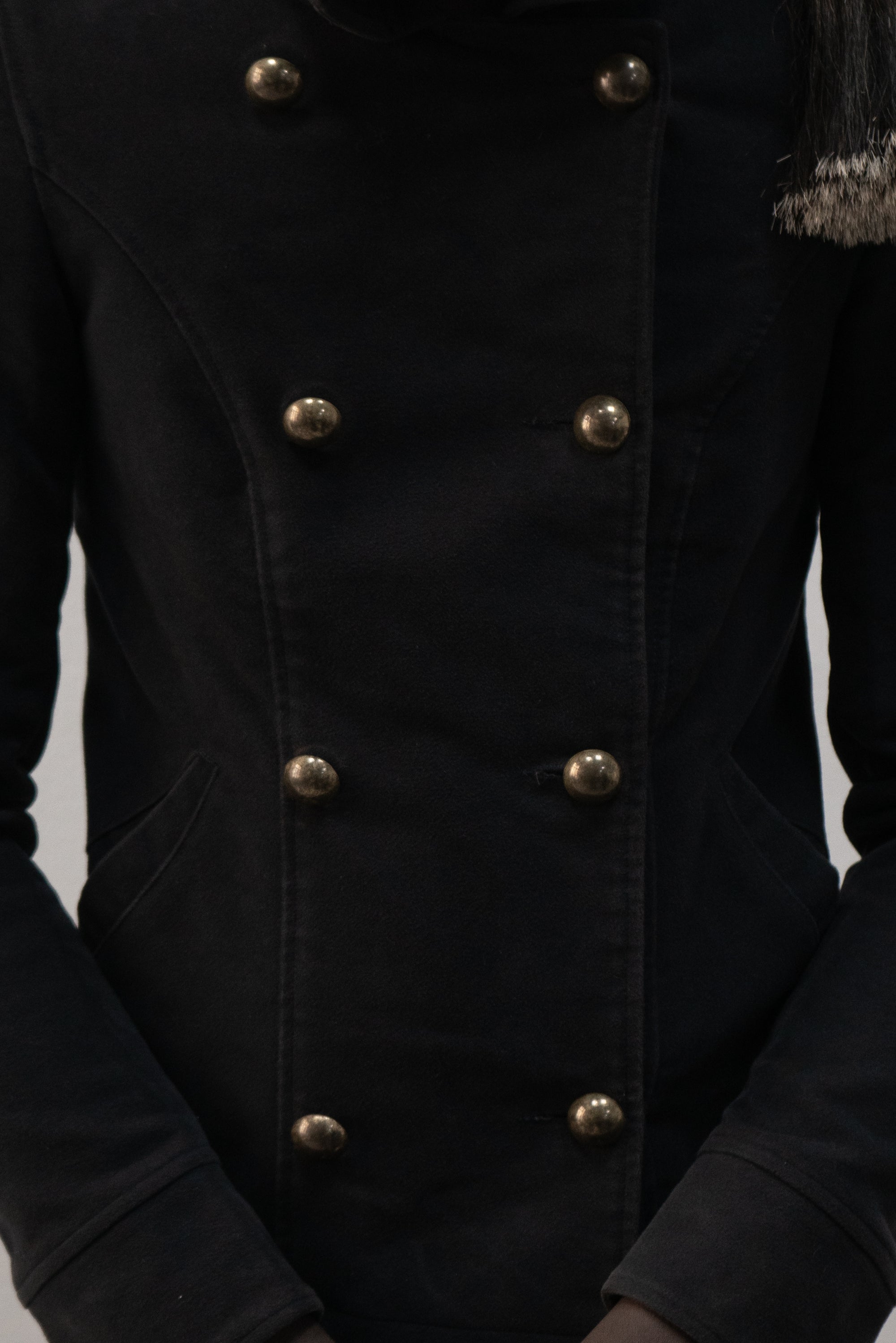 italian designer double breasted moleskin jacket