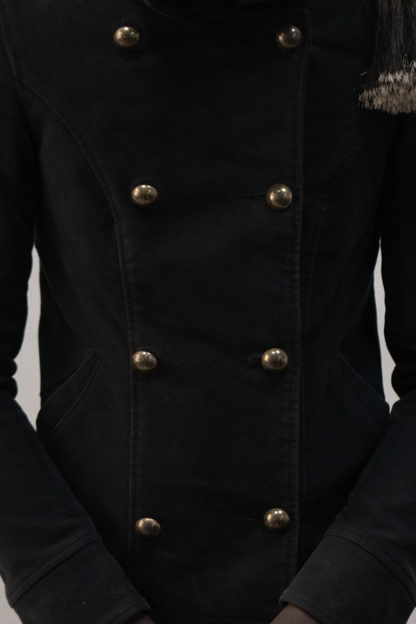 italian designer double breasted moleskin jacket