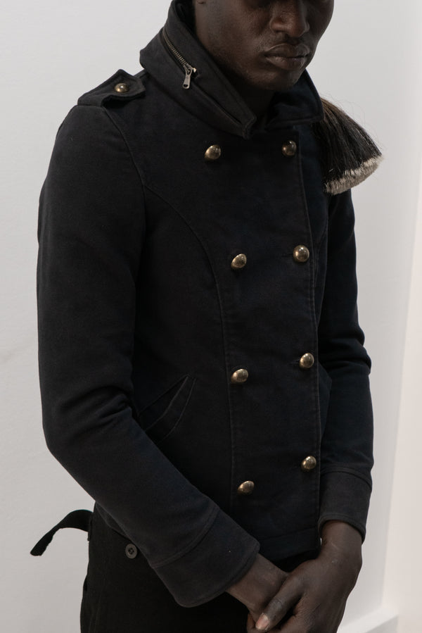 italian designer double breasted moleskin jacket