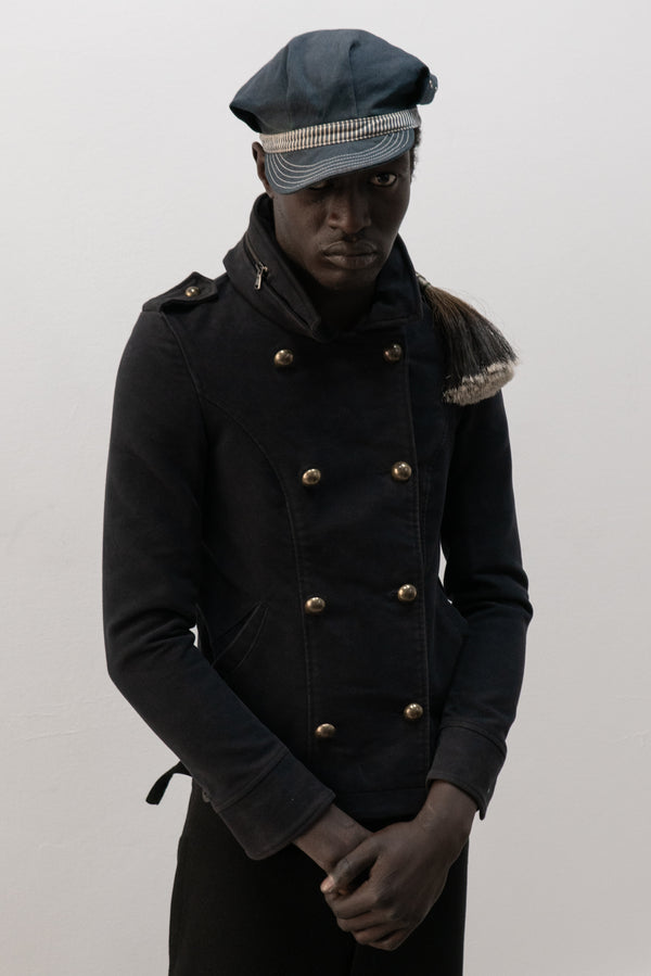 italian designer double breasted moleskin jacket