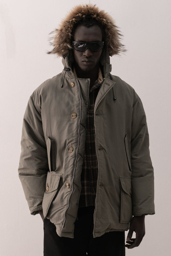 italian goose down coat with fur trim