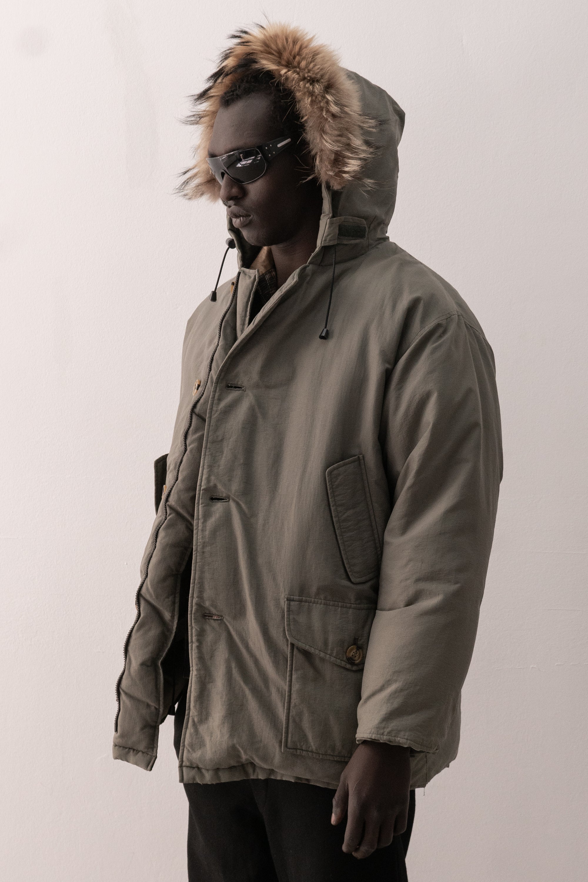 italian goose down coat with fur trim