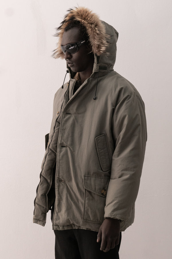 italian goose down coat with fur trim