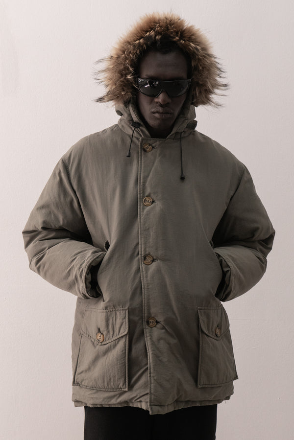 italian goose down coat with fur trim