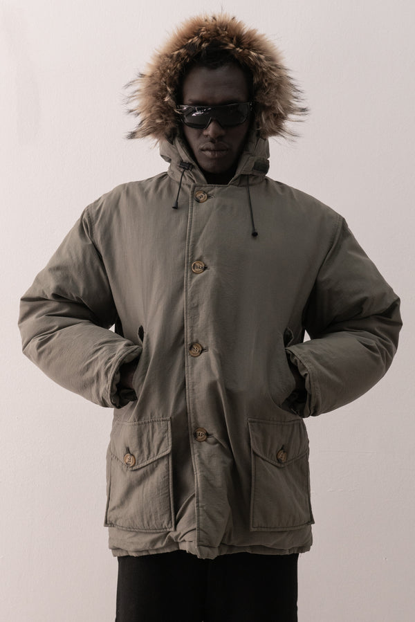 italian goose down coat with fur trim