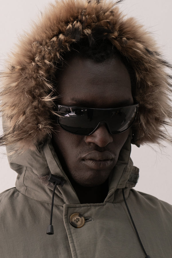 italian goose down coat with fur trim