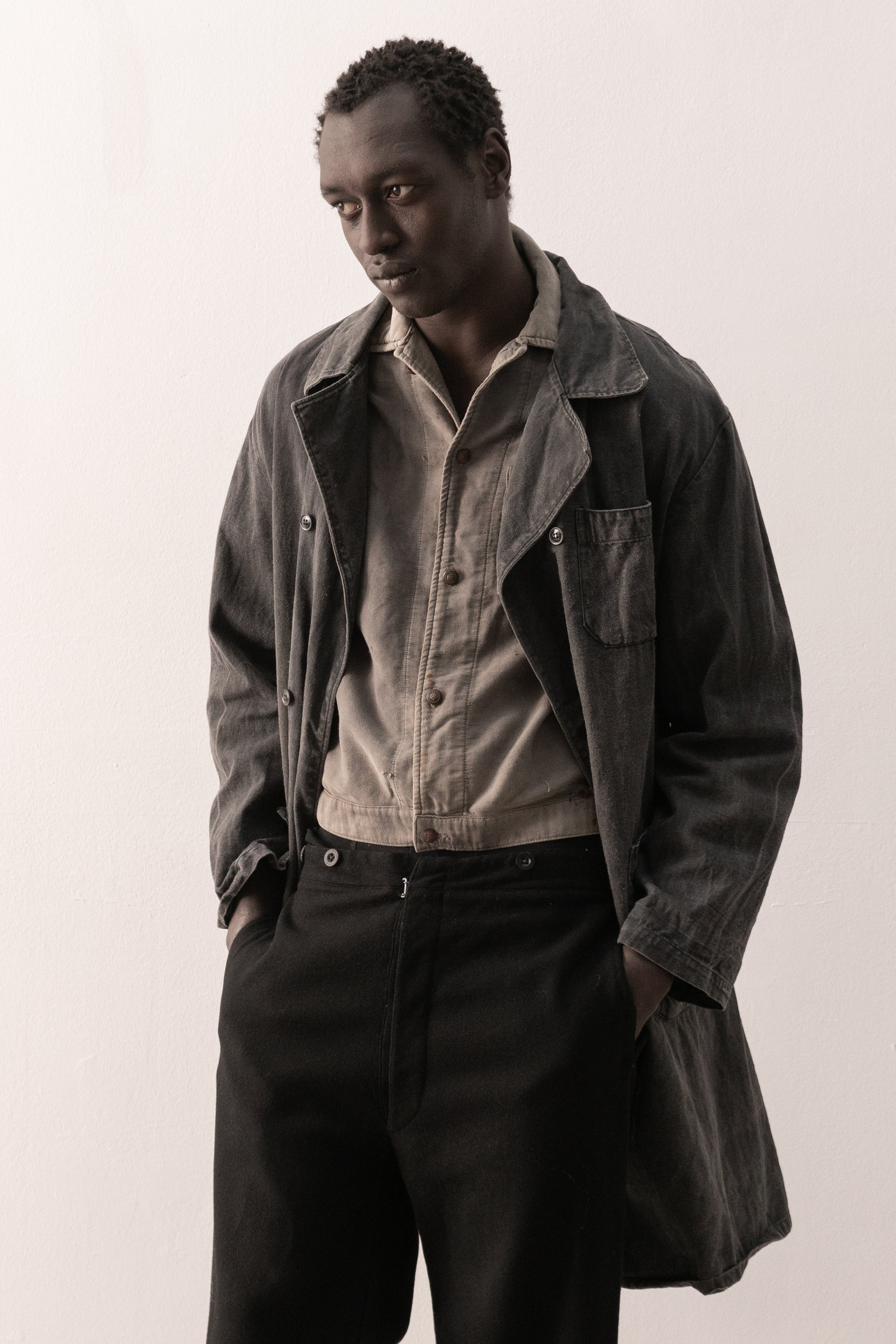 1960s ussr heringbone painter coat