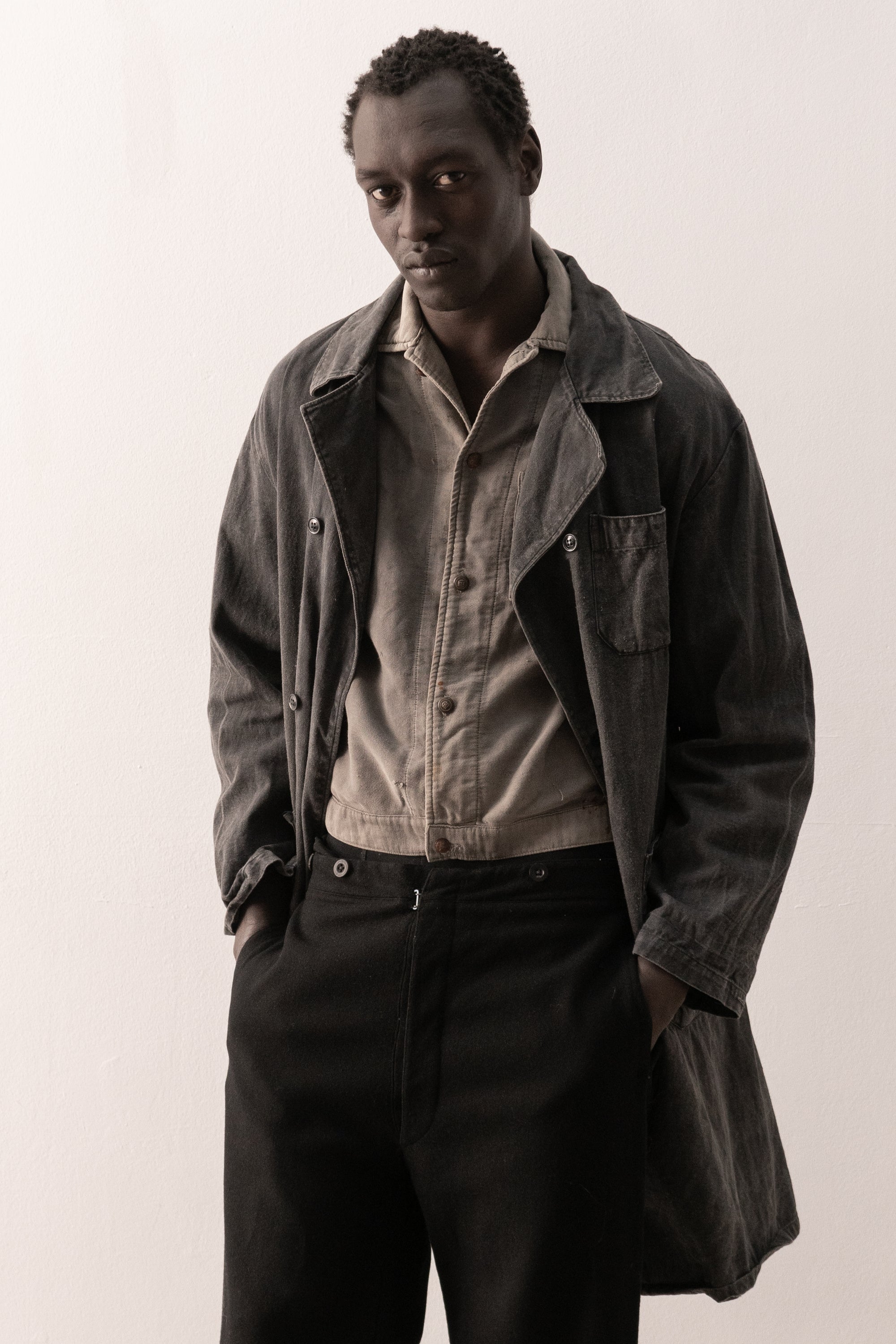 1960s ussr heringbone painter coat