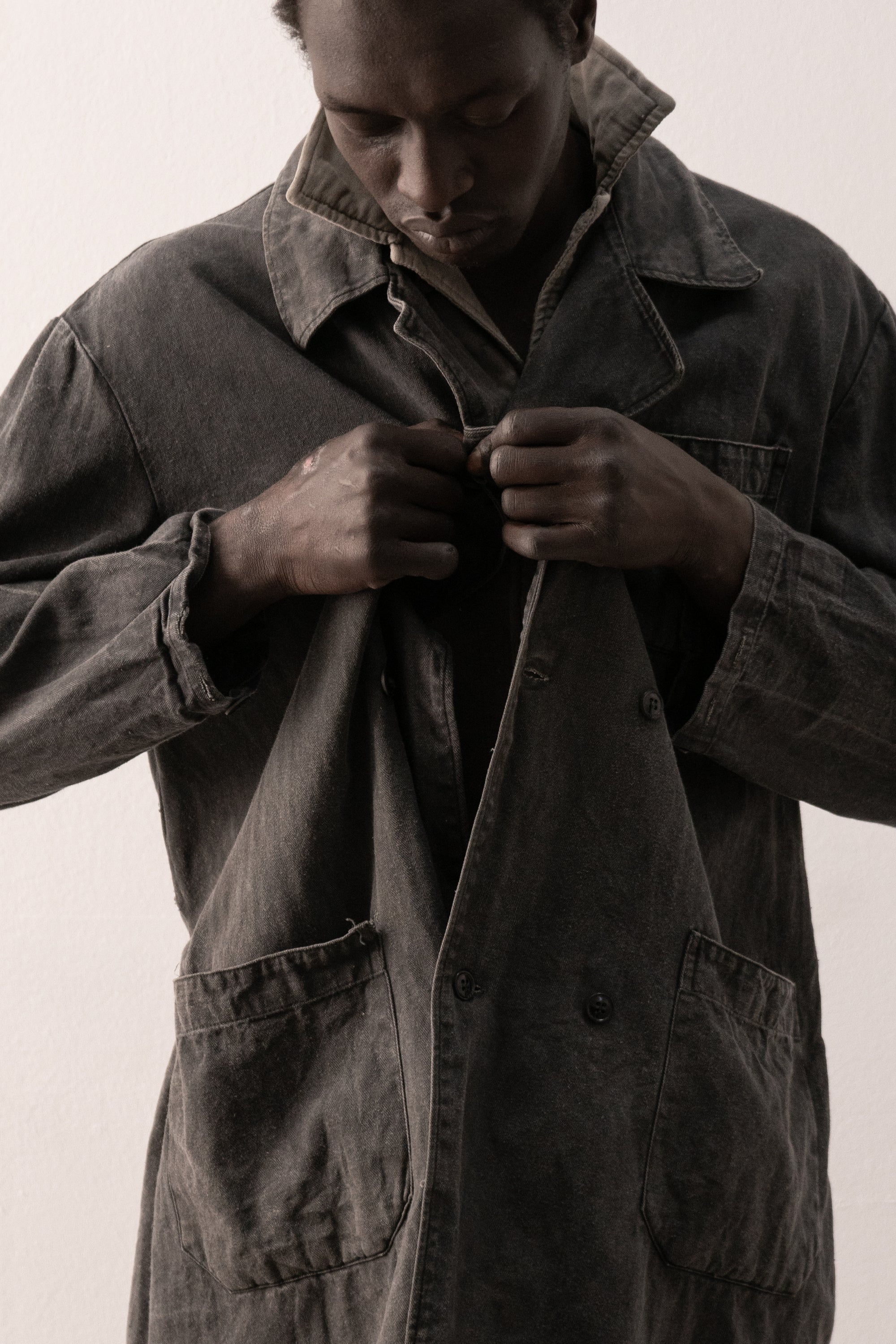 1960s ussr heringbone painter coat