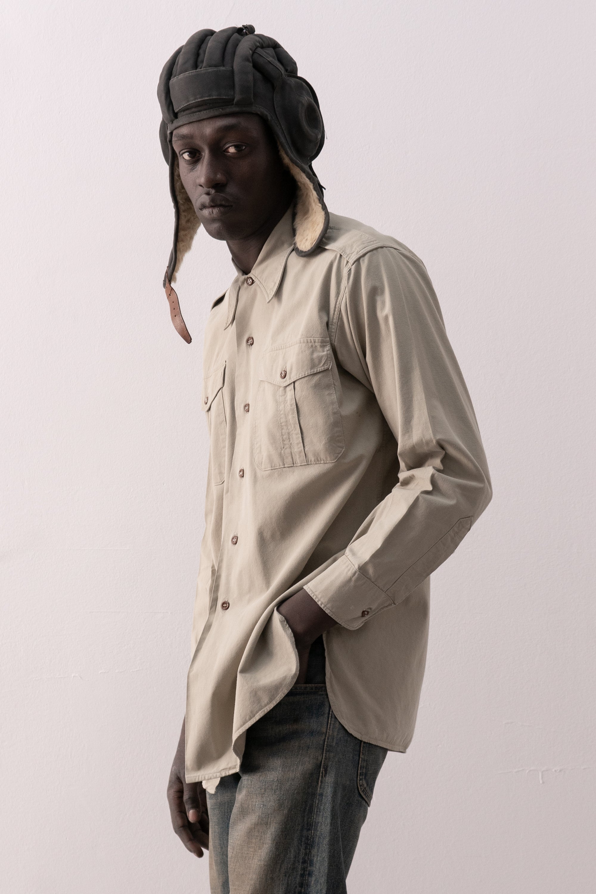1960s swedish army button up shirt
