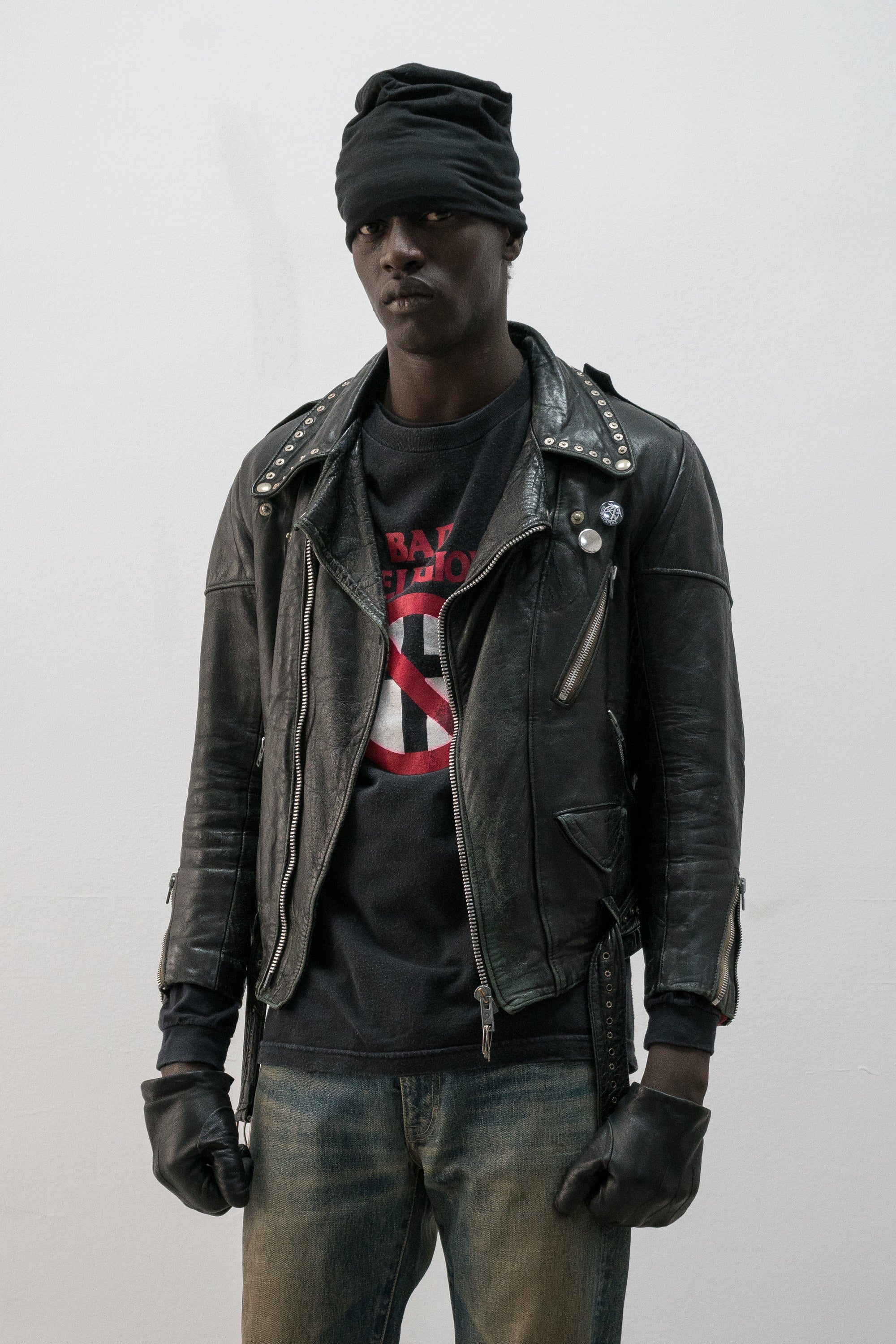 1970s french punk studded leather jacket