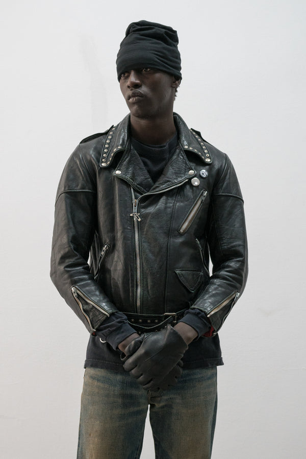 1970s french punk studded leather jacket