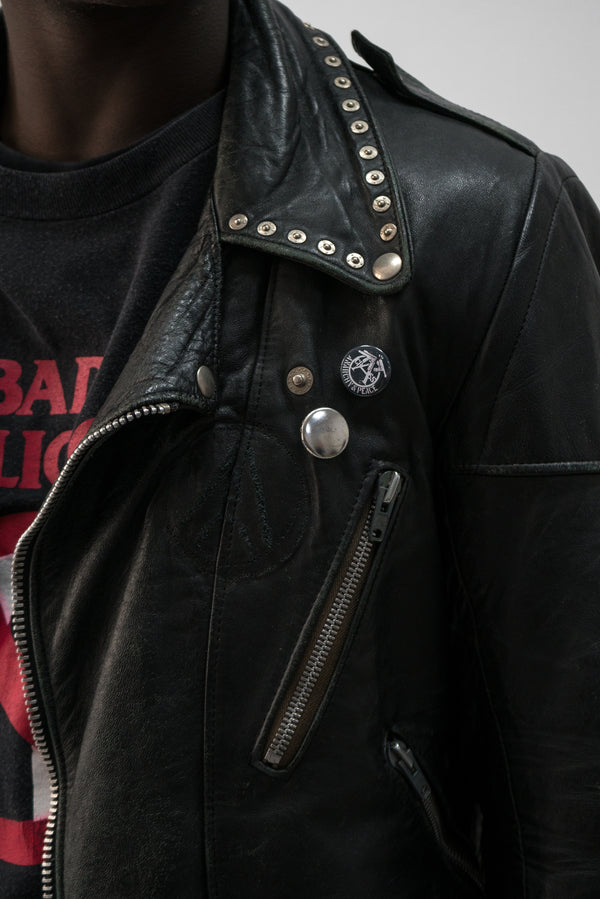 1970s french punk studded leather jacket