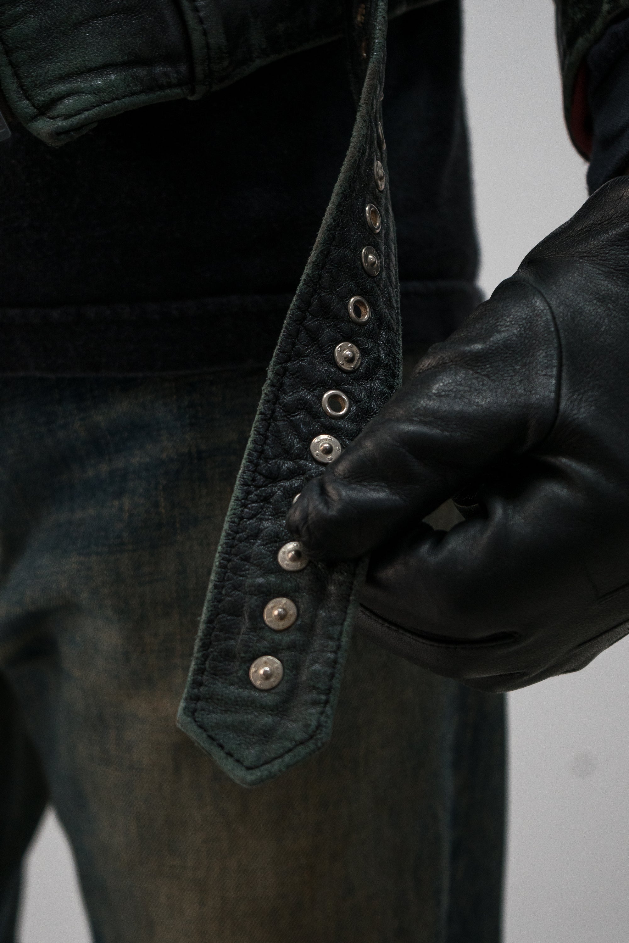 1970s french punk studded leather jacket
