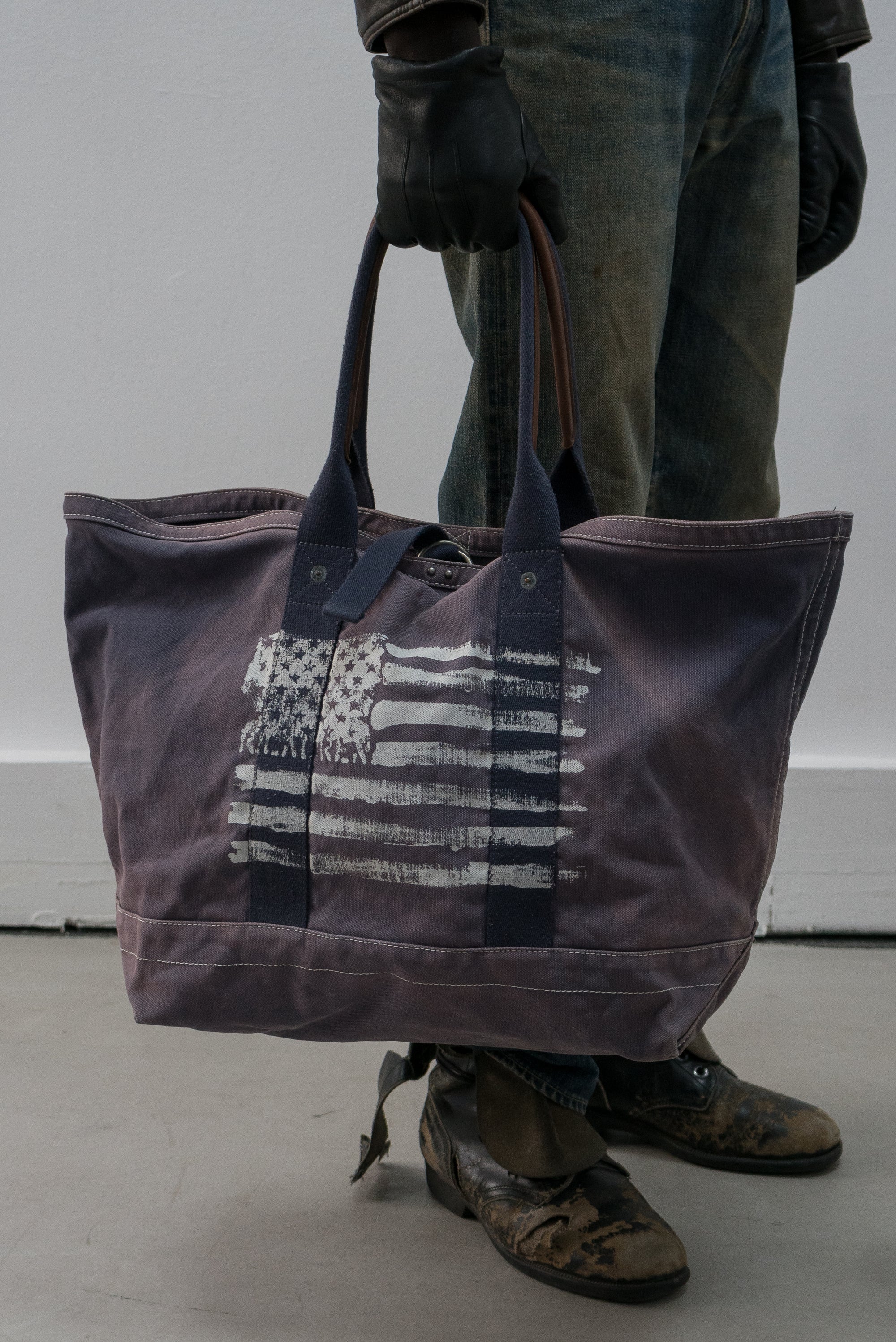 ralph lauren faded canvas coal bag