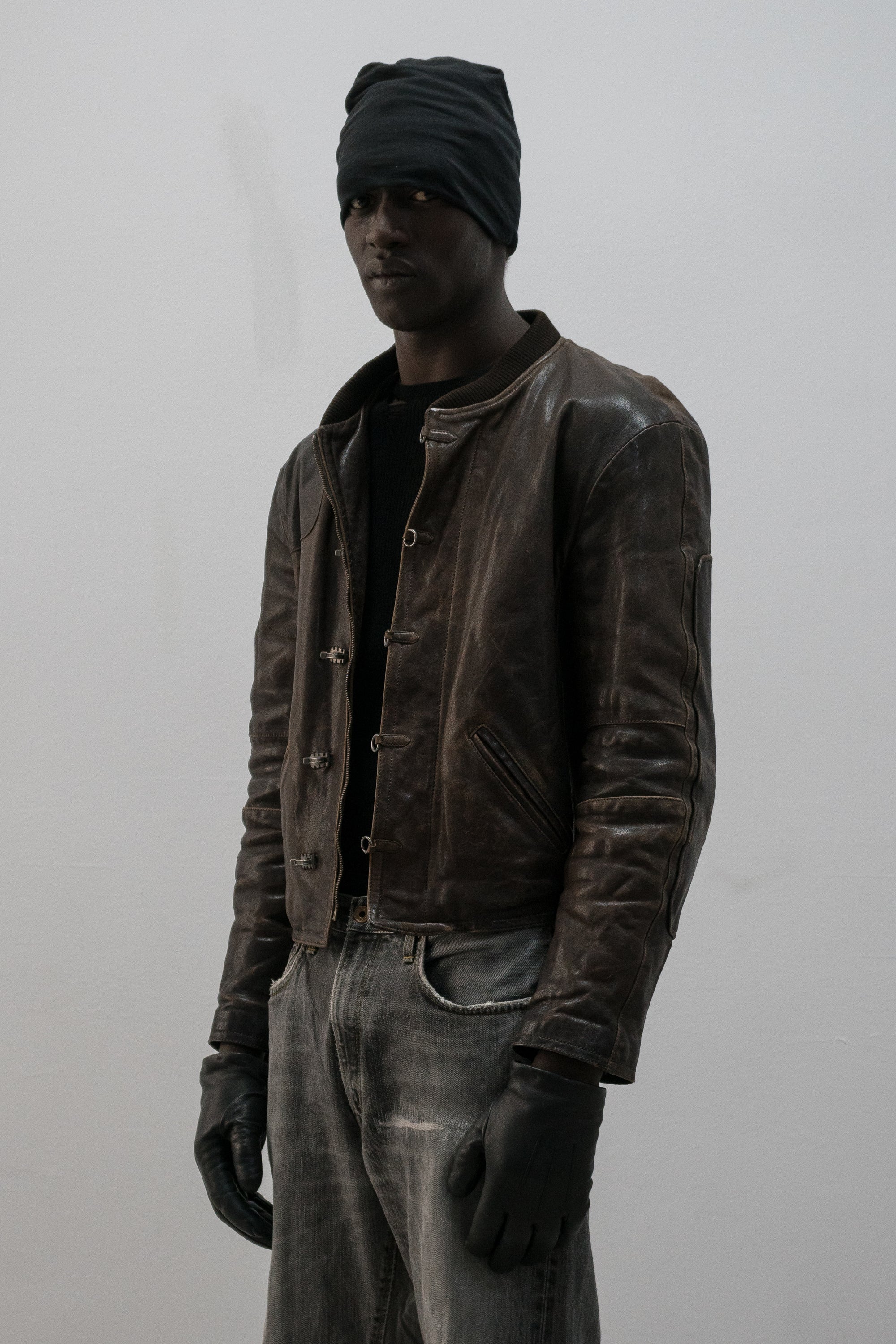 emporio armani hook deck leather jacket