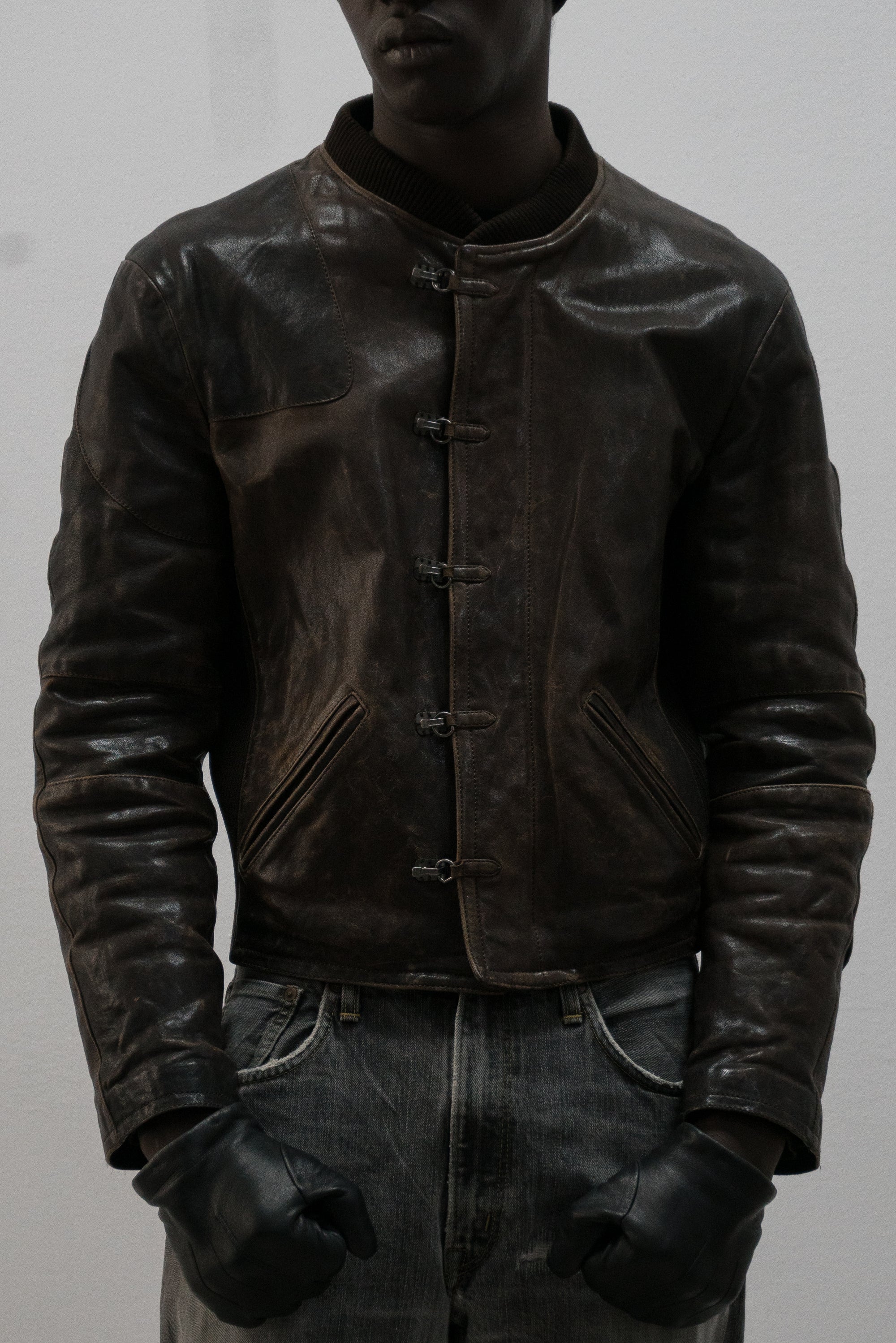 emporio armani hook deck leather jacket