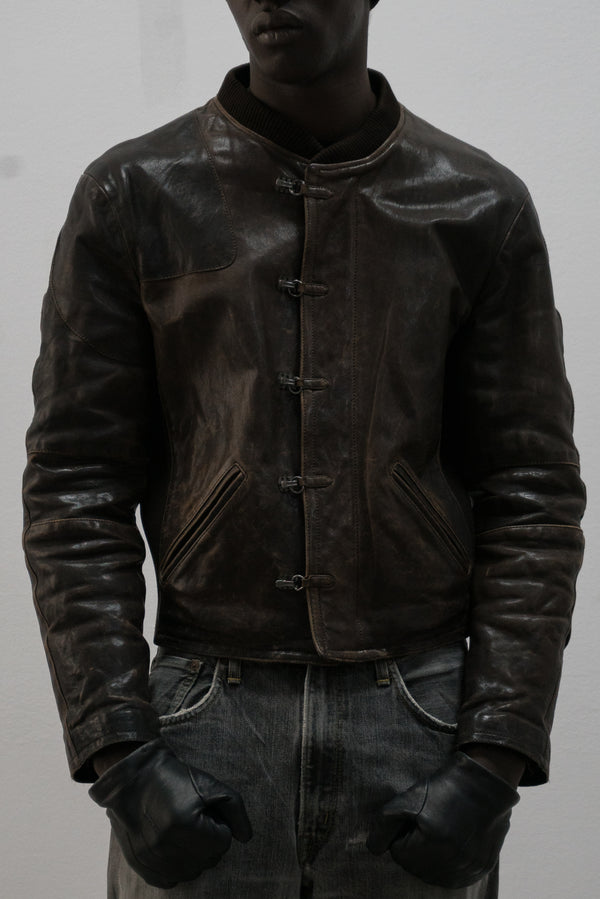 emporio armani hook deck leather jacket
