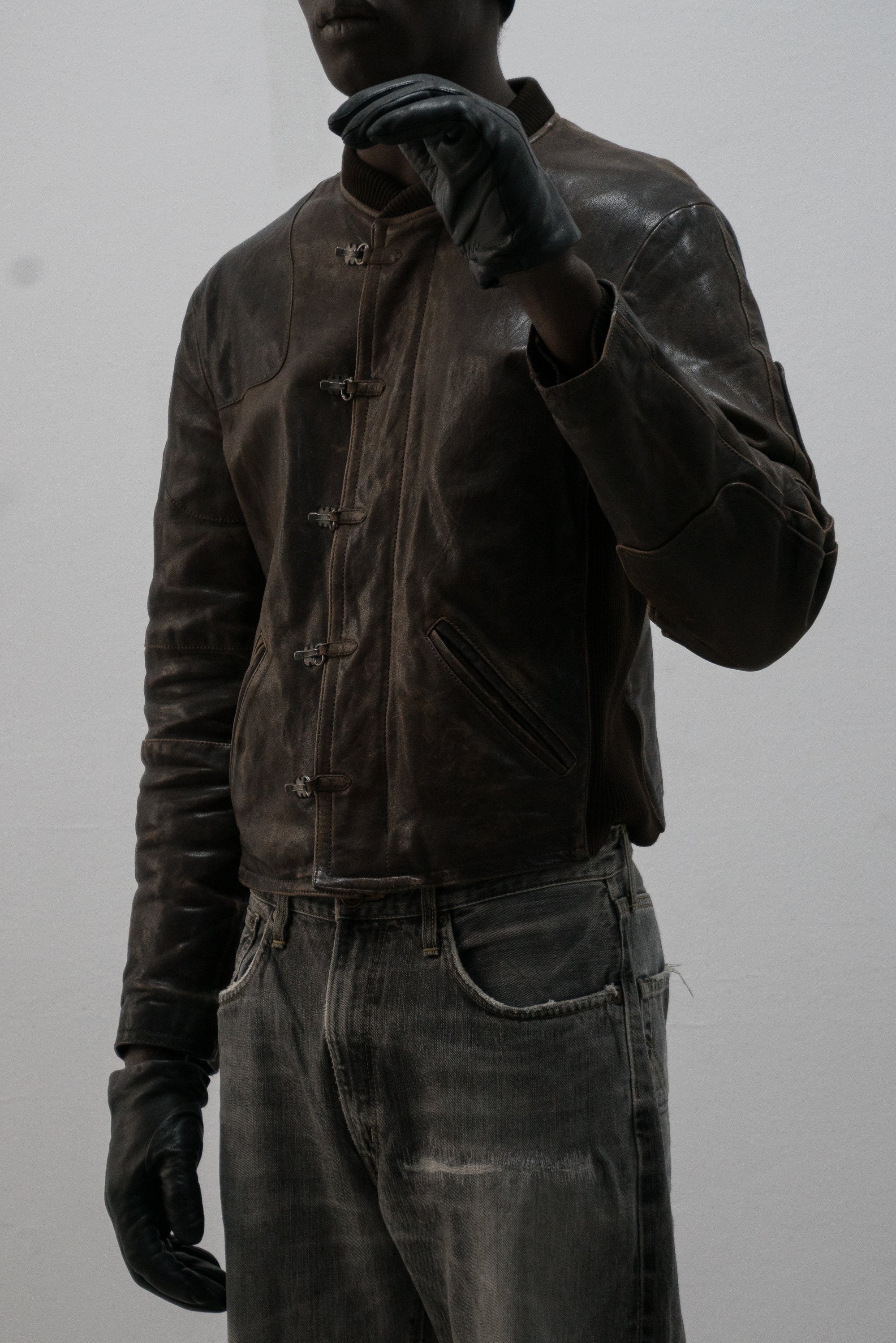 emporio armani hook deck leather jacket