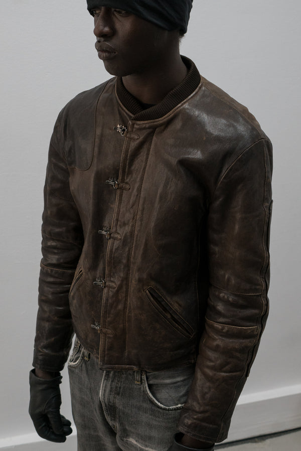 emporio armani hook deck leather jacket