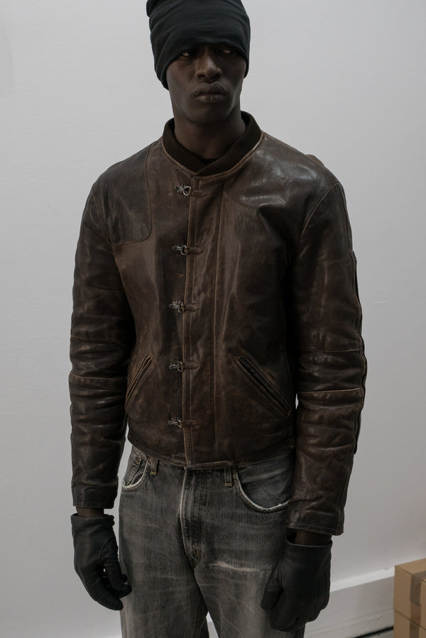 emporio armani hook deck leather jacket
