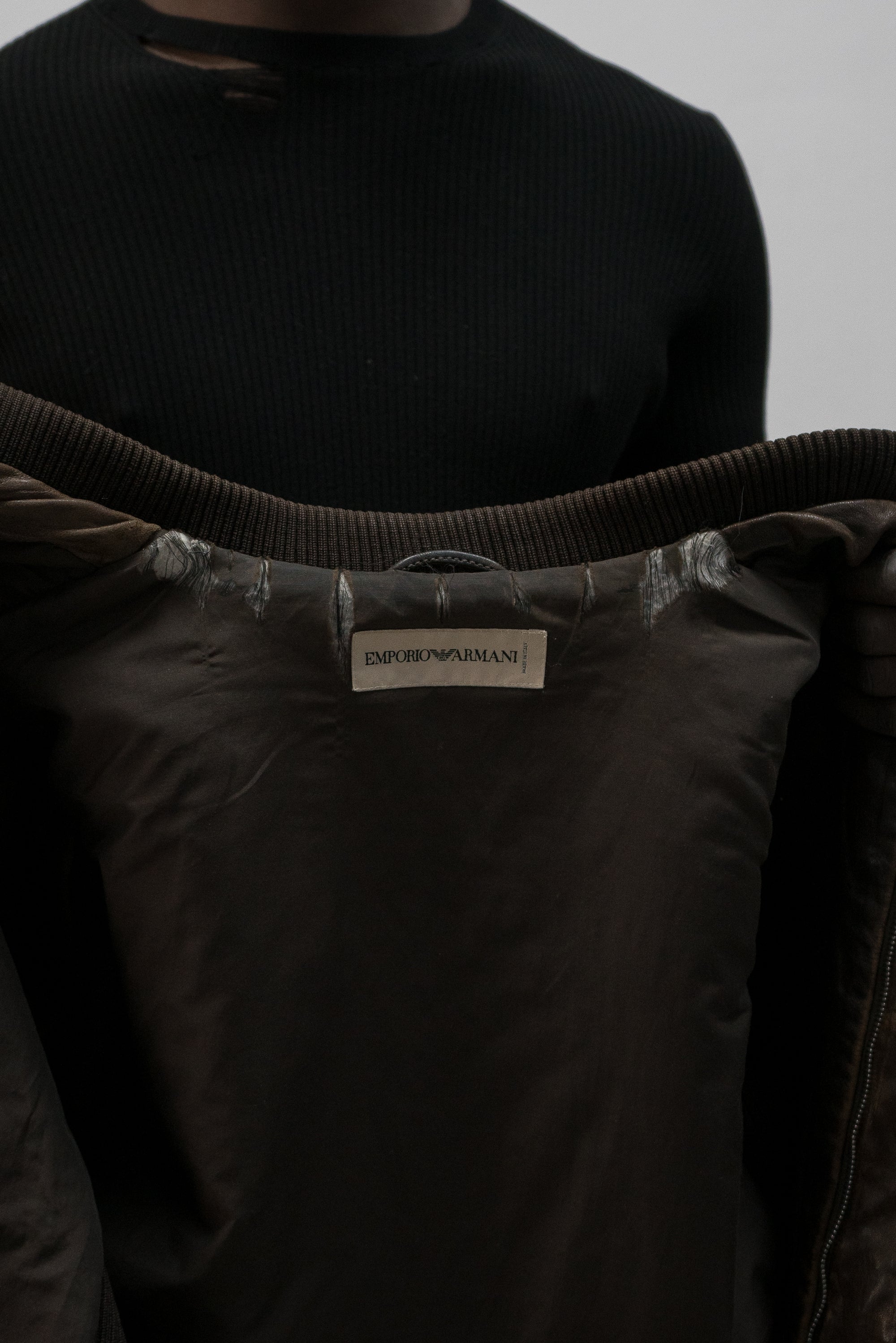 emporio armani hook deck leather jacket