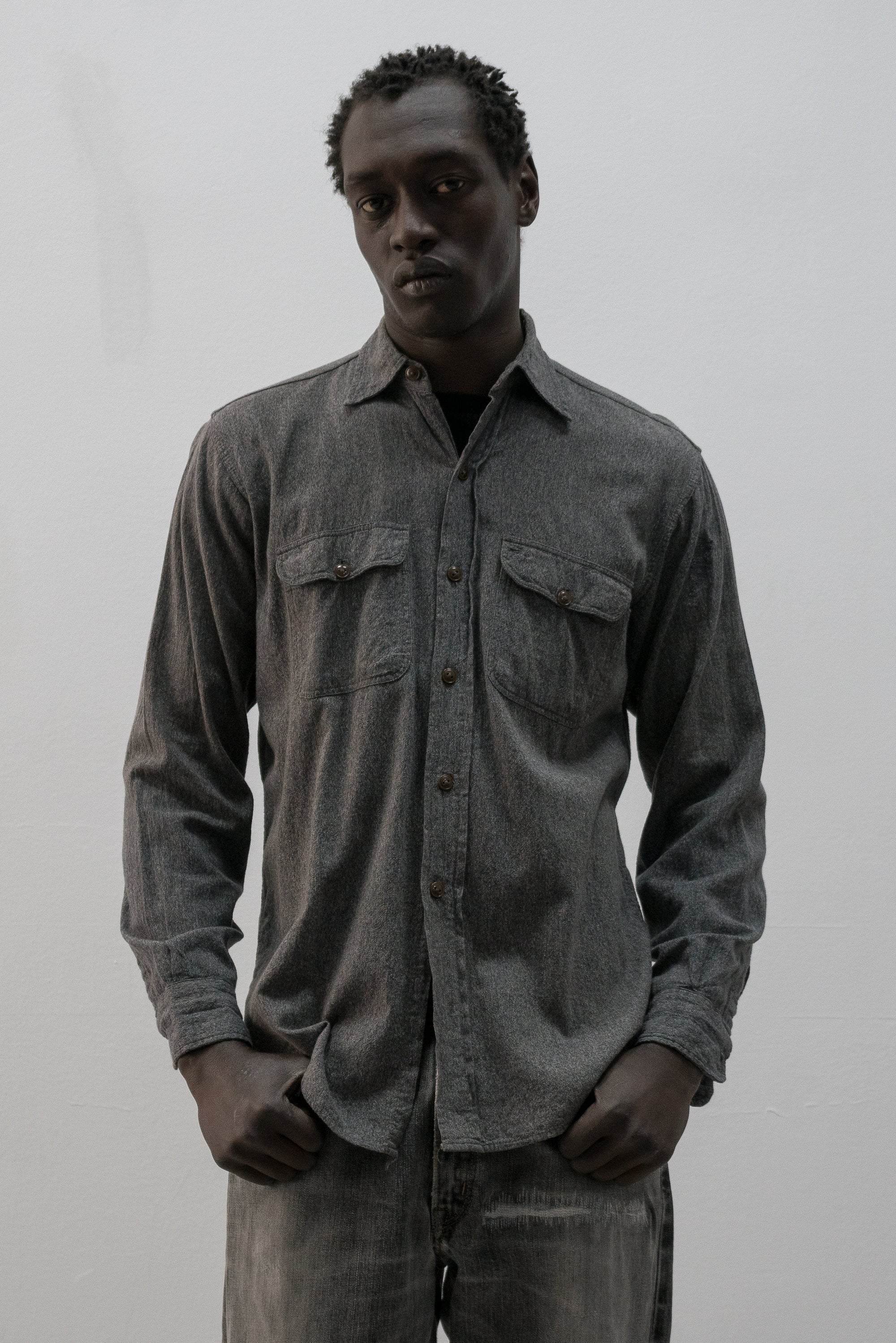 1960s salt n' pepper button-up shirt