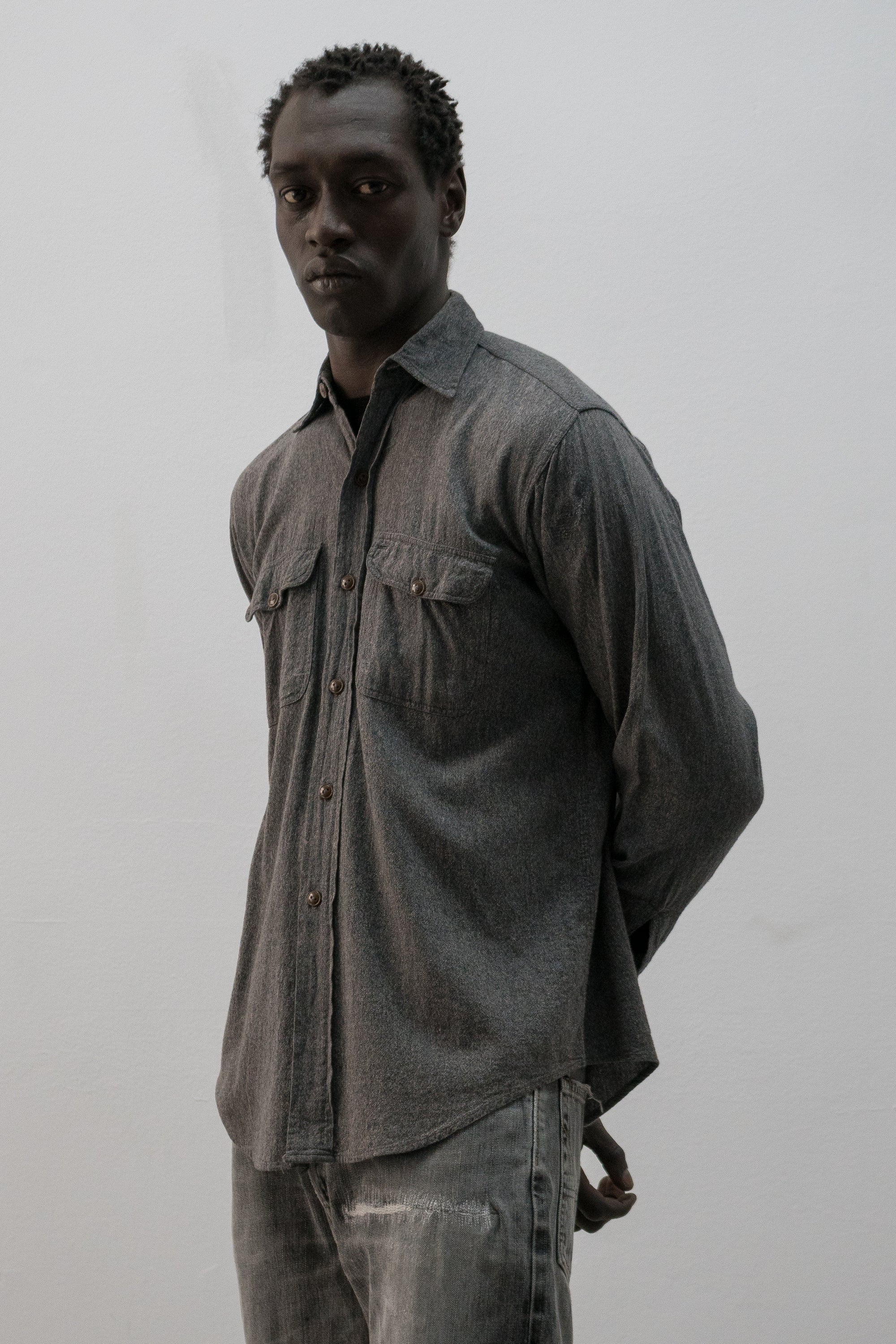 1960s salt n' pepper button-up shirt