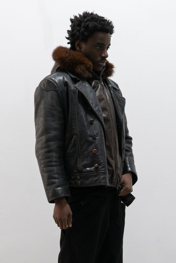 1940s swedish motorcycle leather jacket